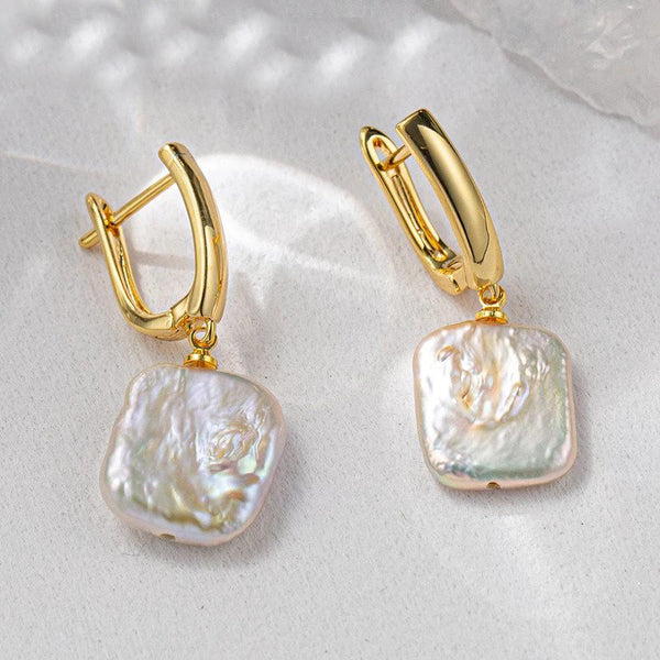 SILTAKI New Design Baroque Natural Freshwater Pearl Drop Earrings