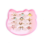1box 12 Pcs Good Quality Cute Kids Adjustable Rings Set