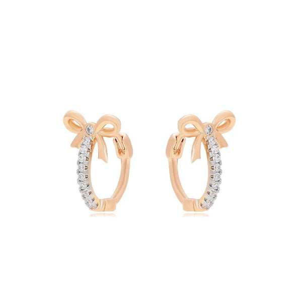 Bow-knot Shape Micro Cubic Zirconia Elegant Hoop Earrings