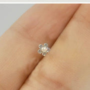 925 Sterling Silver Nose Stud Fashion Flower Shape Crystal With Pearl Nose Pin
