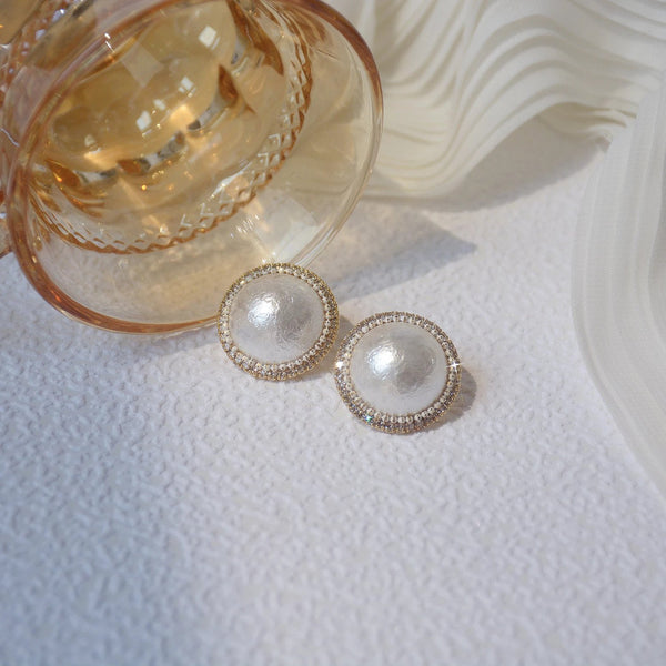 14k Real Gold Plated Fashion Jewellery Semicircle Pearl Exquisite Stud Earrings
