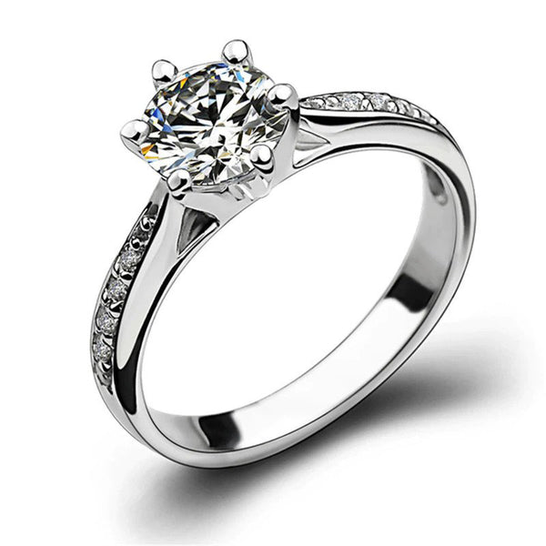 Bridal Wedding Cubic Zirconia Round Stone Adjustable Ring