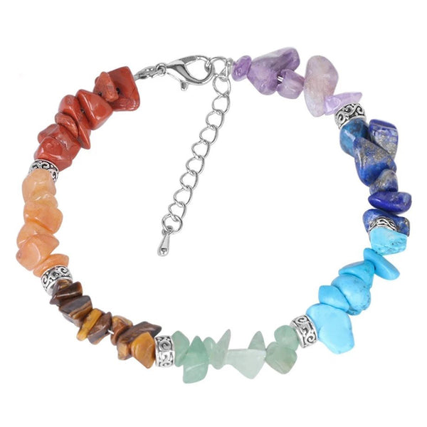 Multi Colour Reiki Women Bracelets Chain Link Lobster Clasp Healing Balance Natural Chip Stone Beads Meditation