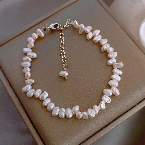 New Fashion Jewellery Simple White Natural Freshwater Pearl Bracelet