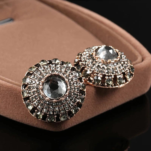 Luxury Natural Stone Turkish Earring Vintage Crystal Antique Gold Colour Earrings