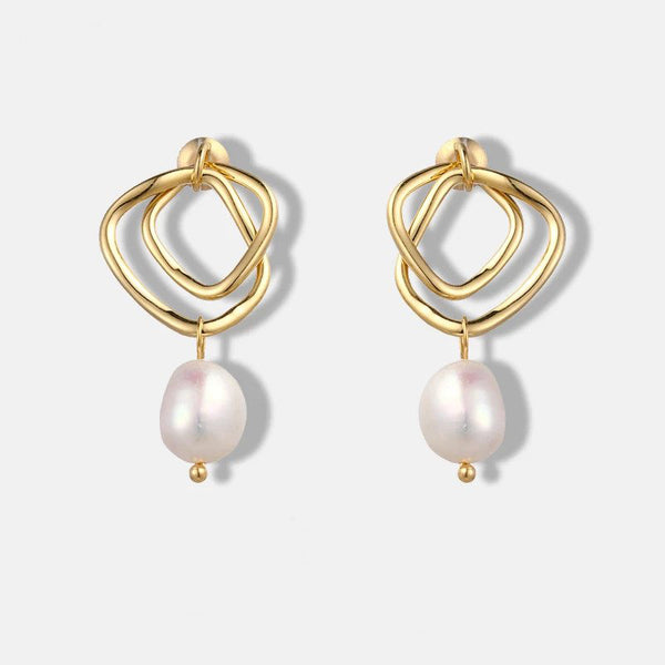 Fashion Charm Geometric Drop Natural Pearl Earrings