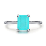 Luxury Paraiba Tourmaline 925 Sterling Silver Radiant Cut Finger Ring