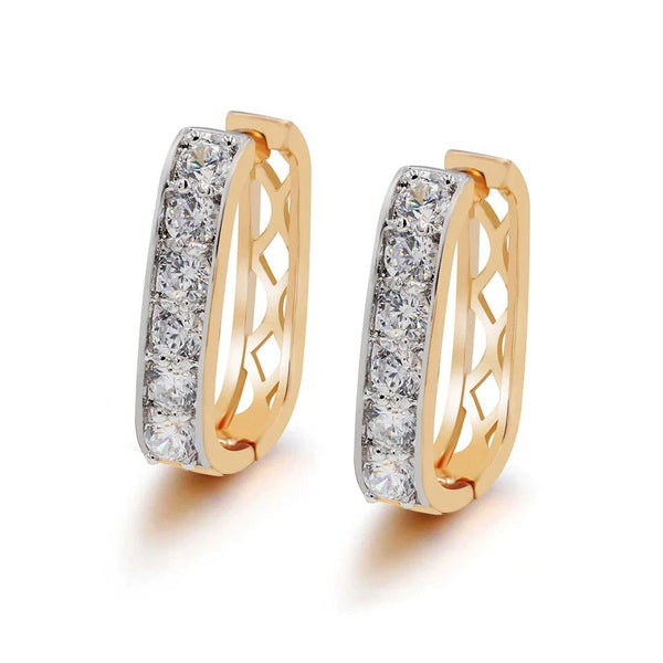 Square Hoop Earrings Mix Gold Color Top Quality AAA+ CZ