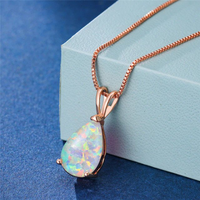 Small Water Drop Blue White Green Opal Blue White Green Opal Pendants