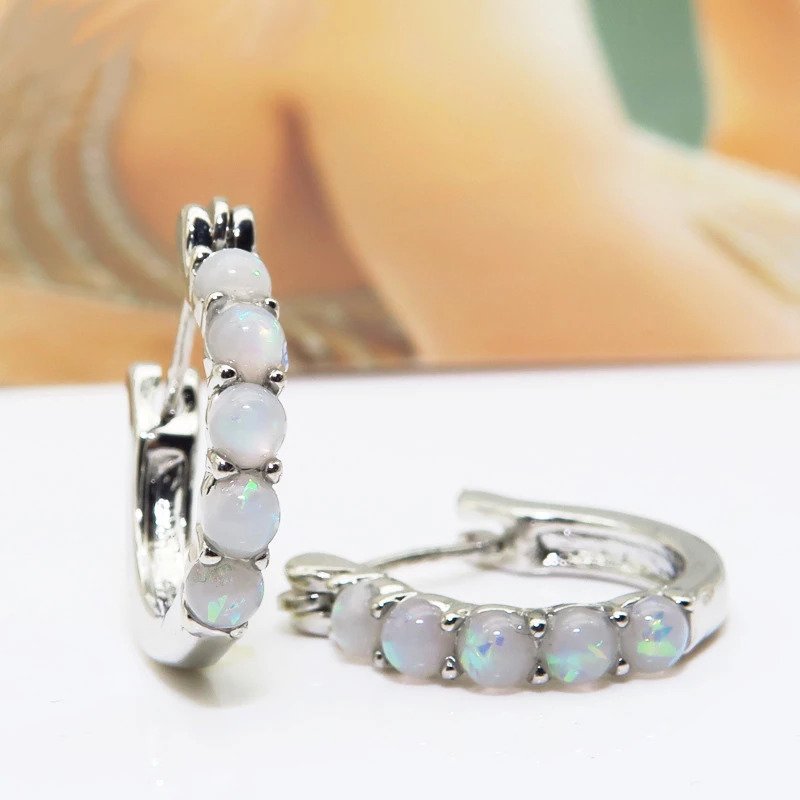 Imitation of Opal Classic Lady Hoop Earrings