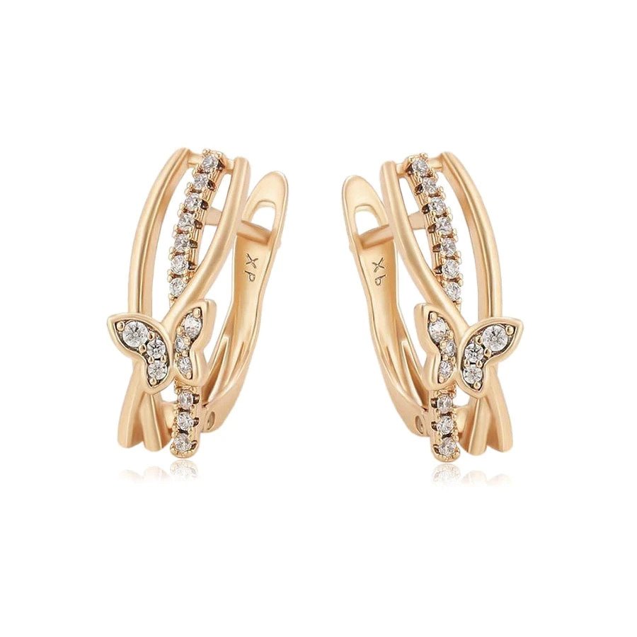Butterfly Zircon 18k Gold Plated Hoop Earrings
