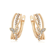 Butterfly Zircon 18k Gold Plated Hoop Earrings
