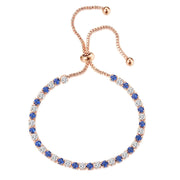 Simple Blue & White Round Zircon Rose Gold Color Adjustable Bracelet