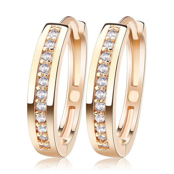 Cute Romantic Style Gold Color Paved With Cubic Zircon Hoop Earrings