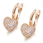 Mirco Full Zircon Heart Charm Hoop  Gold 18 k Earrings
