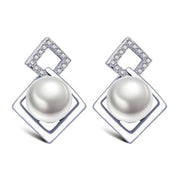 925 Sterling Silver Retro Square Long Tassel Hook Cubic Zirconia Earrings